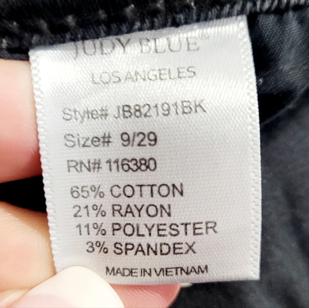 Judy Blue Skinny Fit Jeans Size 9/29 Black Distressed Red Plaid Patches Stretch - Picture 11 of 12